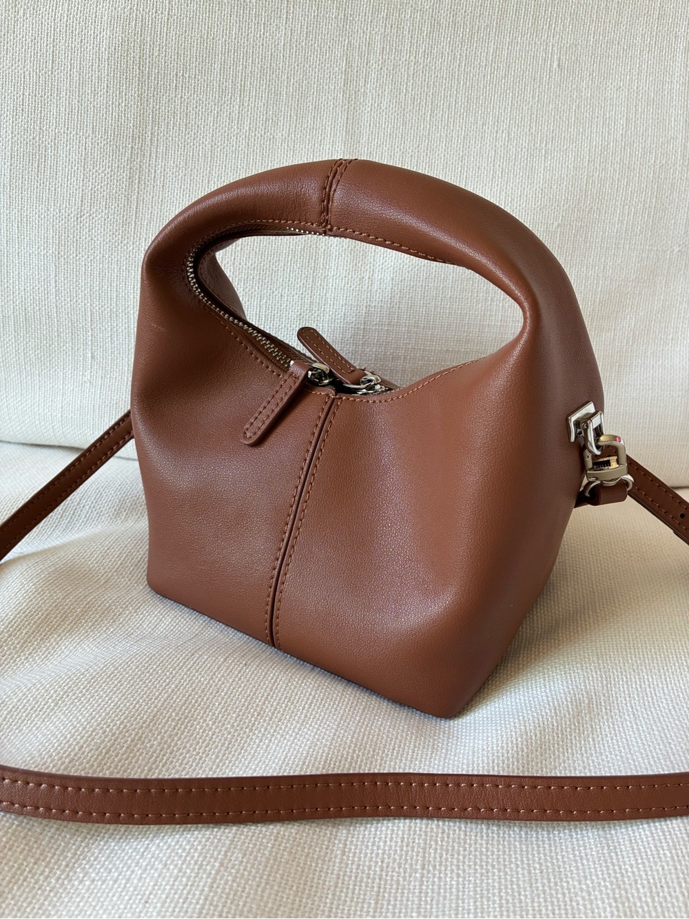 BOB ORE Brown Leather Crossbody Bag Top Handle Mini Purse
